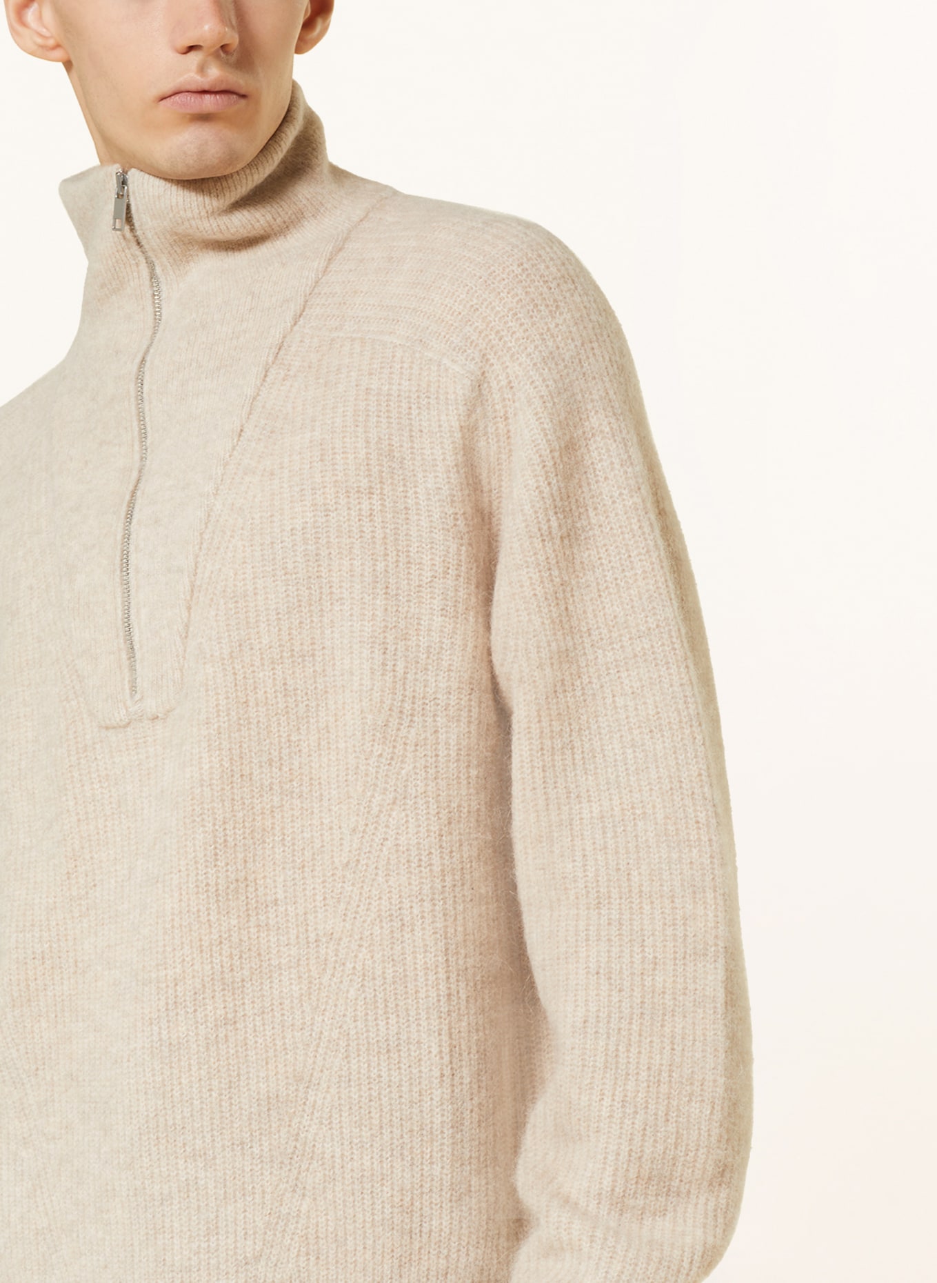 ISABEL MARANT Half-zip sweater BRYSON with alpaca, Color: BEIGE (Image 4)
