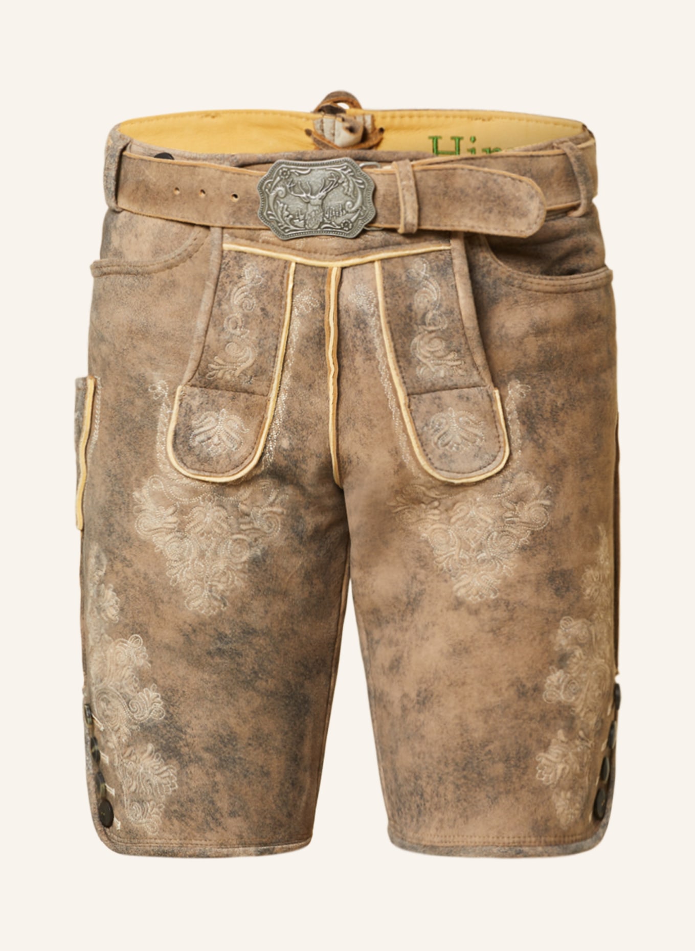 HIRSCHER Spodnie skórzane w stylu ludowym BASEL, Kolor: JASNOBRĄZOWY/ GRANATOWY (Obrazek 1)