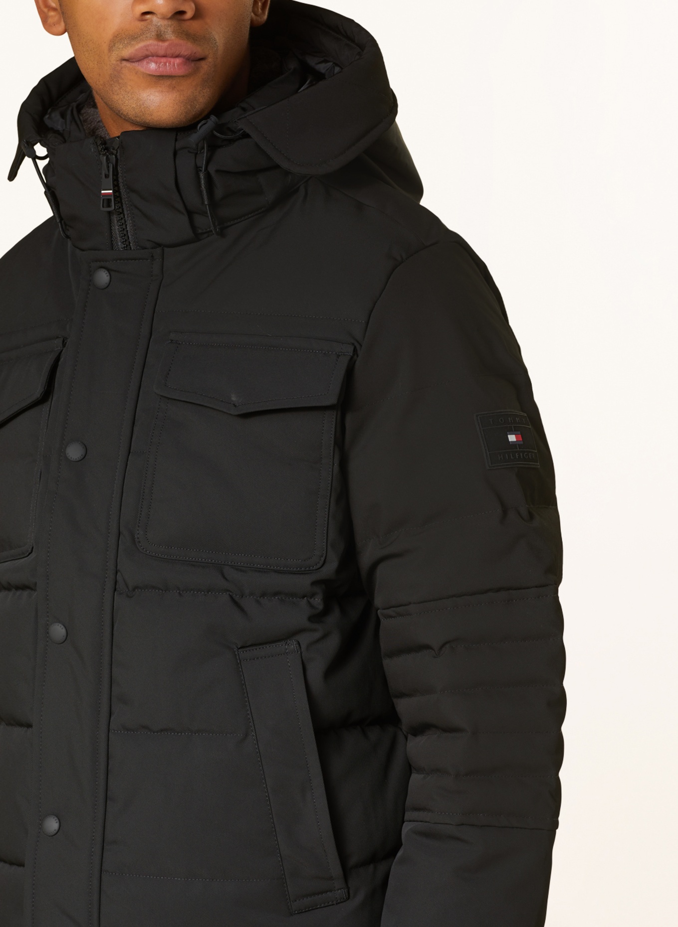 TOMMY HILFIGER Quilted jacket ROCKIE with detachable faux fur, Color: BLACK (Image 6)