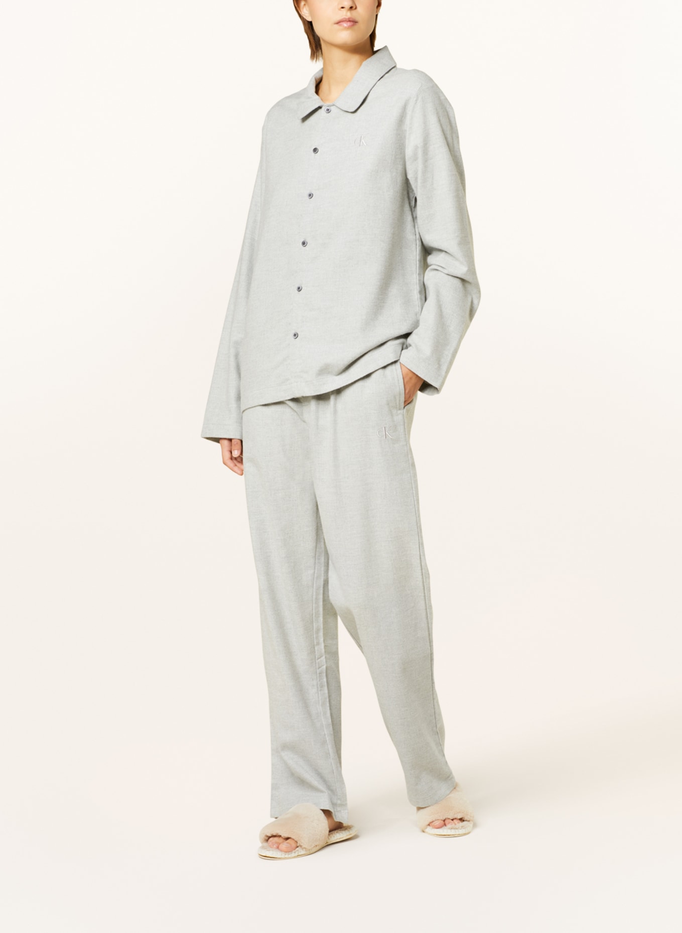 Calvin Klein Pyžamové kalhoty PURE FLANELL z flanelu, Barva: ŠEDÁ (Obrázek 2)