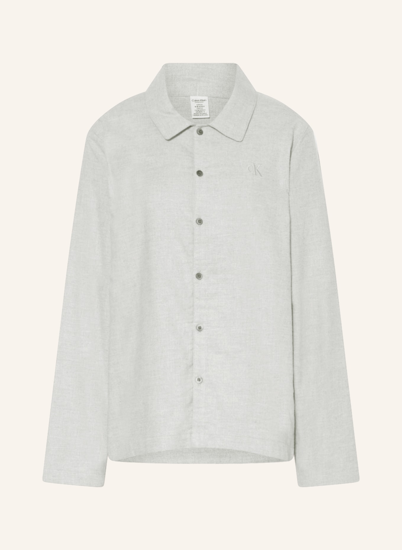 Calvin Klein Pajama shirt PURE FLANELL in flannel, Color: P7A GREY HEATHER (Image 1)