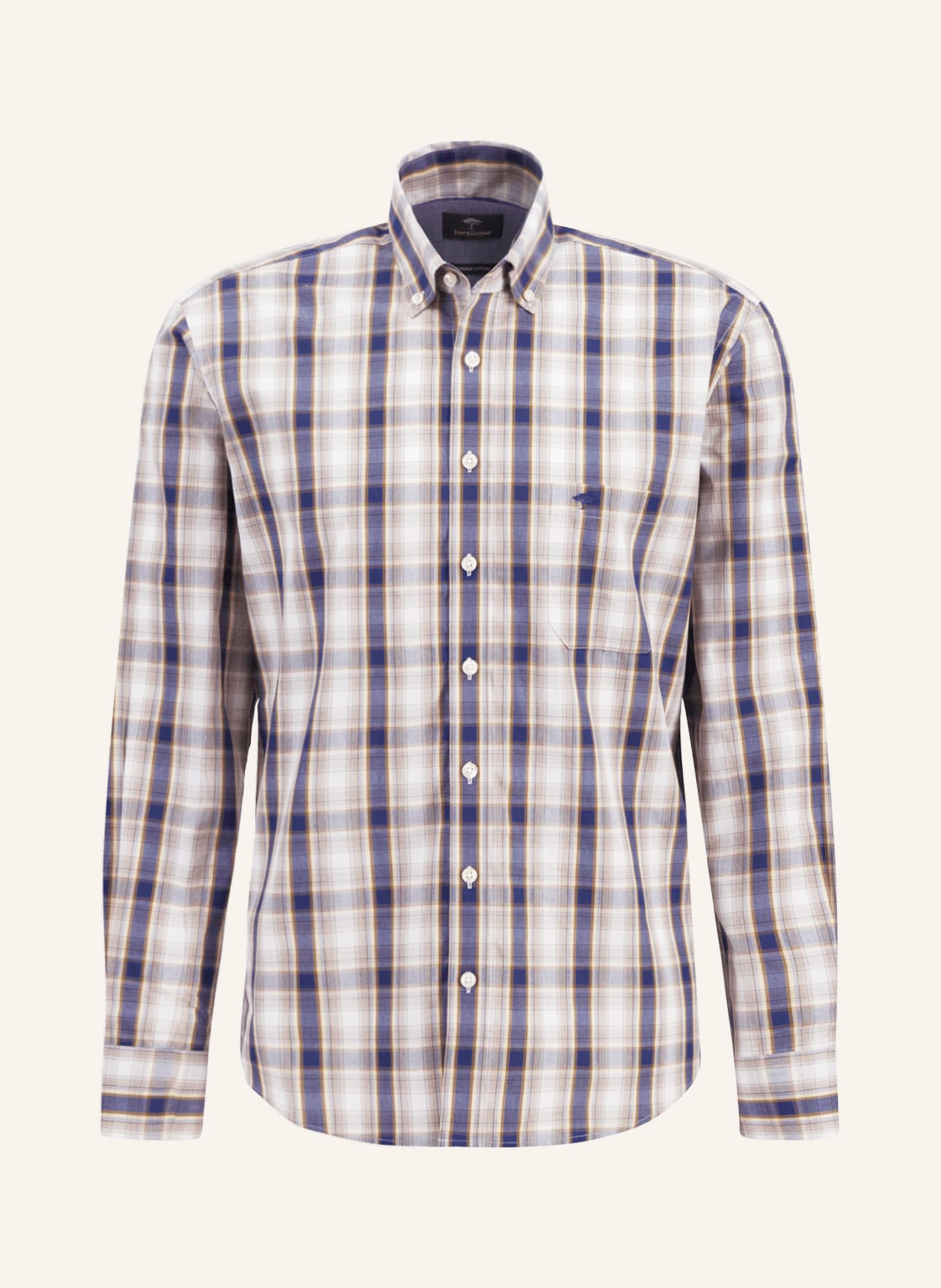 FYNCH-HATTON Shirt comfort fit, Color: BLUE/ LIGHT BROWN/ COGNAC (Image 1)