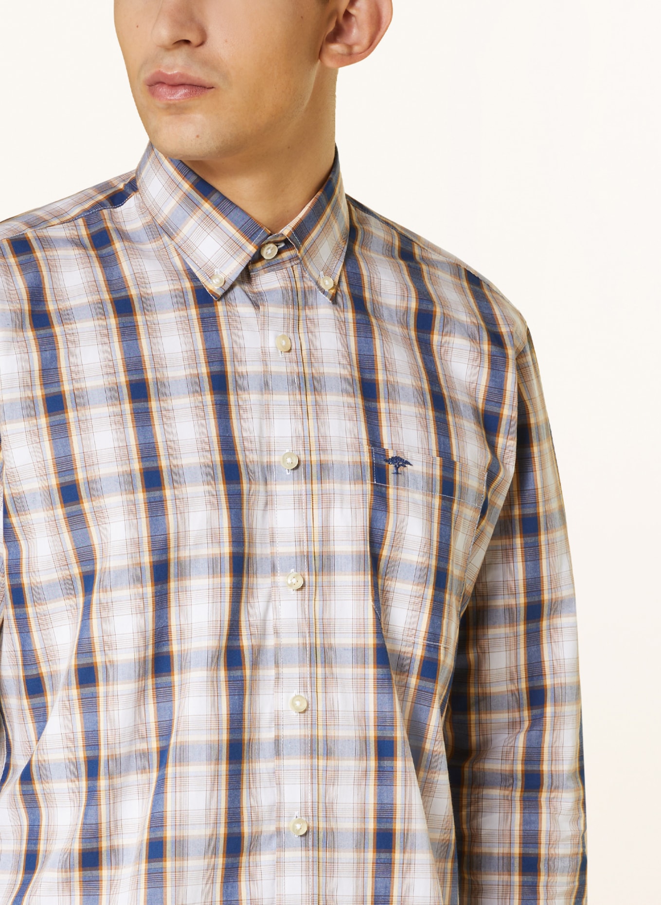 FYNCH-HATTON Shirt comfort fit, Color: BLUE/ LIGHT BROWN/ COGNAC (Image 4)