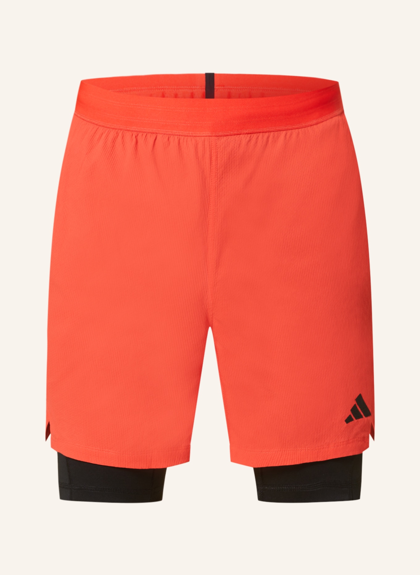 adidas 2-in-1 training shorts POWER WORKOUT, Color: NEON ORANGE/ BLACK (Image 1)