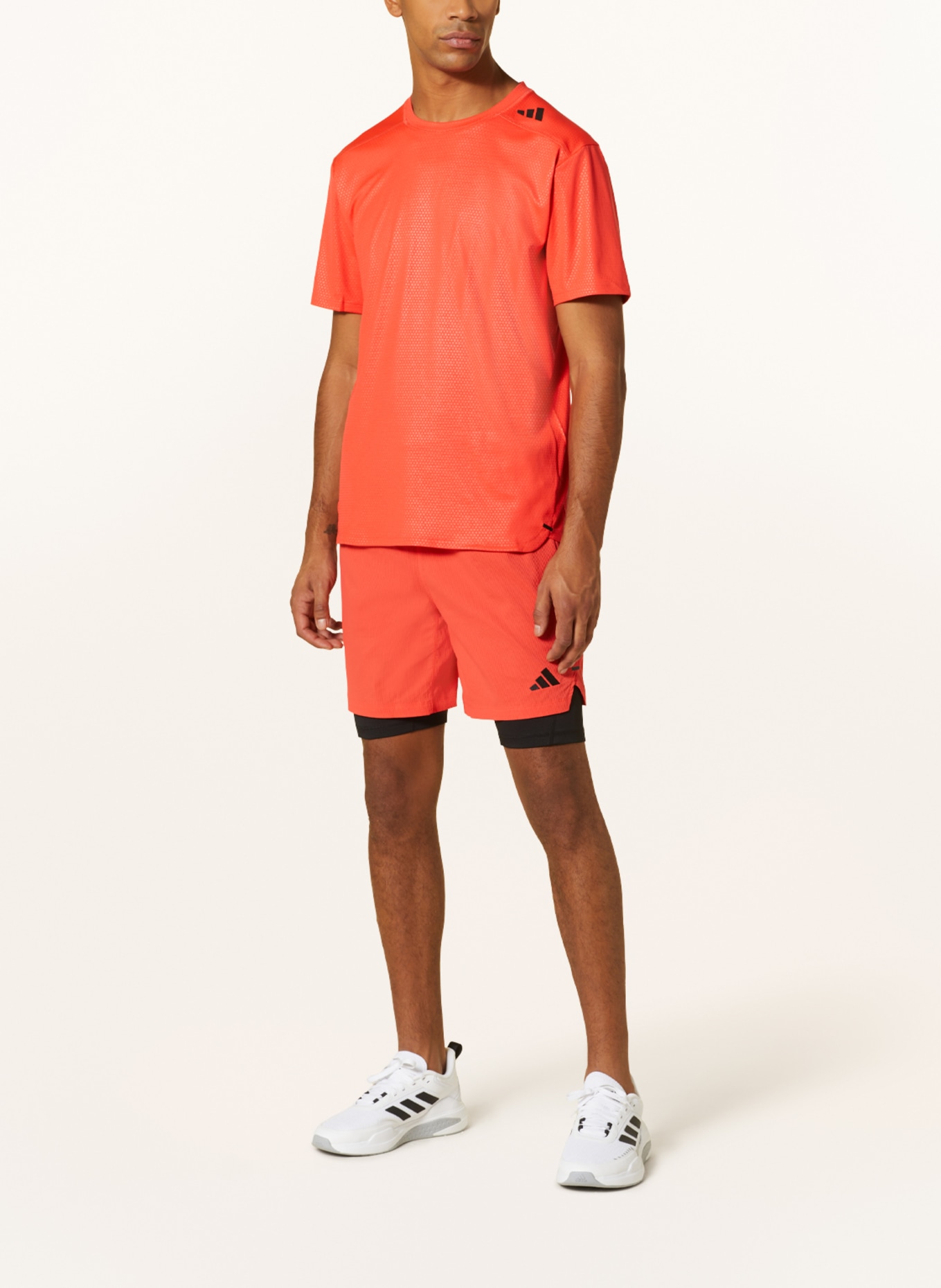 adidas 2-in-1 training shorts POWER WORKOUT, Color: NEON ORANGE/ BLACK (Image 2)