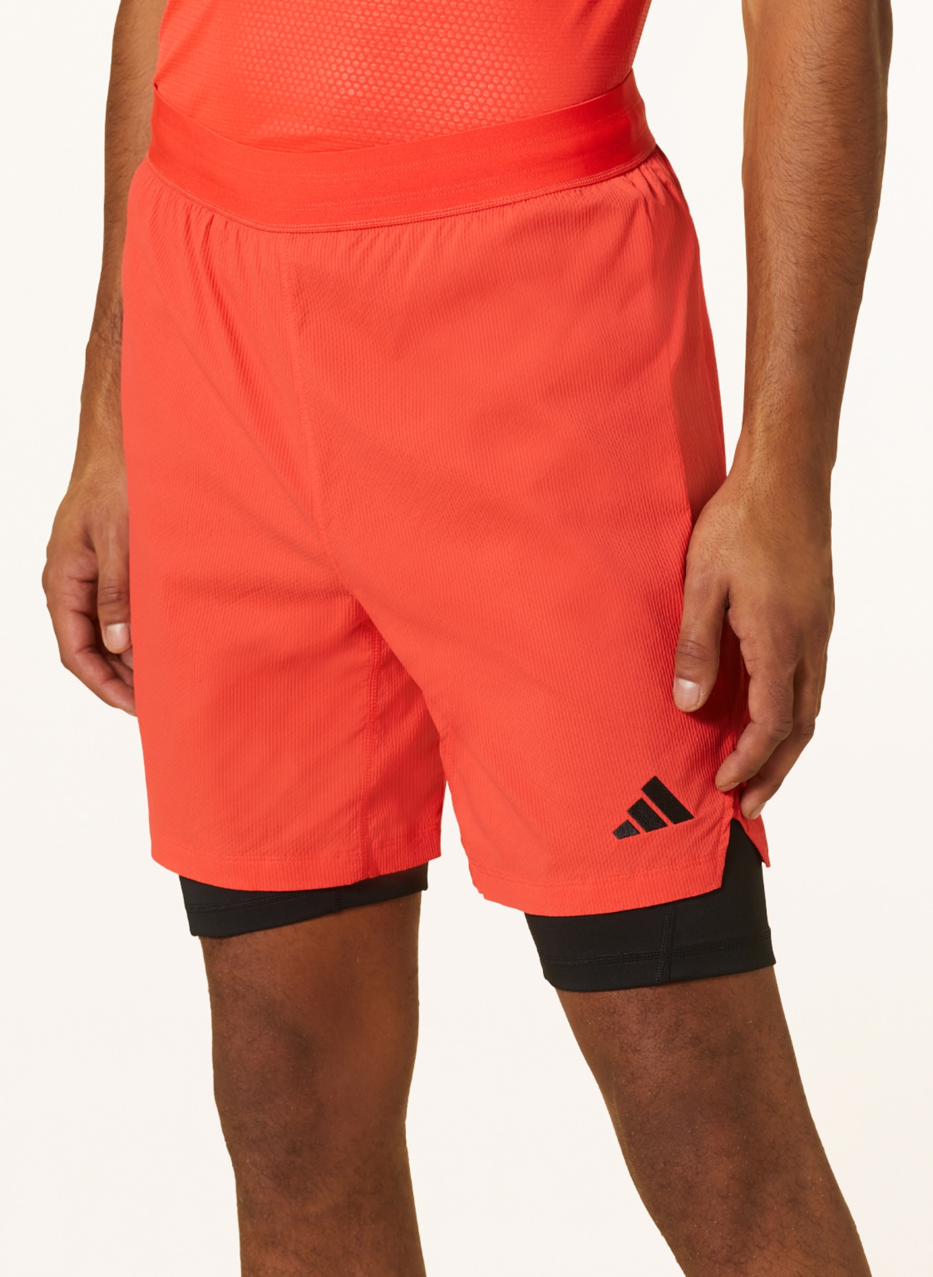 adidas 2-in-1 training shorts POWER WORKOUT, Color: NEON ORANGE/ BLACK (Image 5)