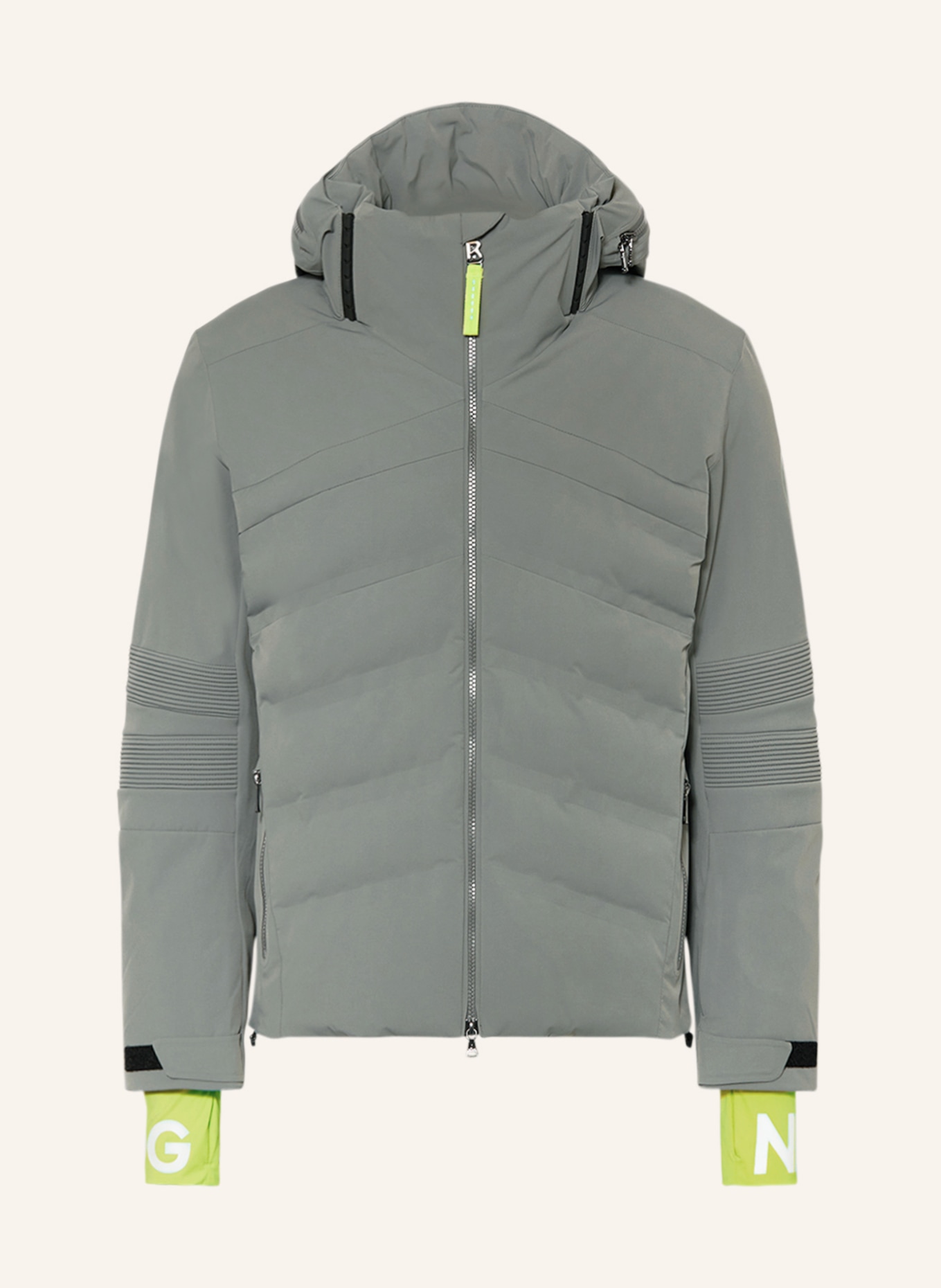 BOGNER Ski jacket HENRIK with detachable hood, Color: OLIVE/ NEON YELLOW (Image 1)