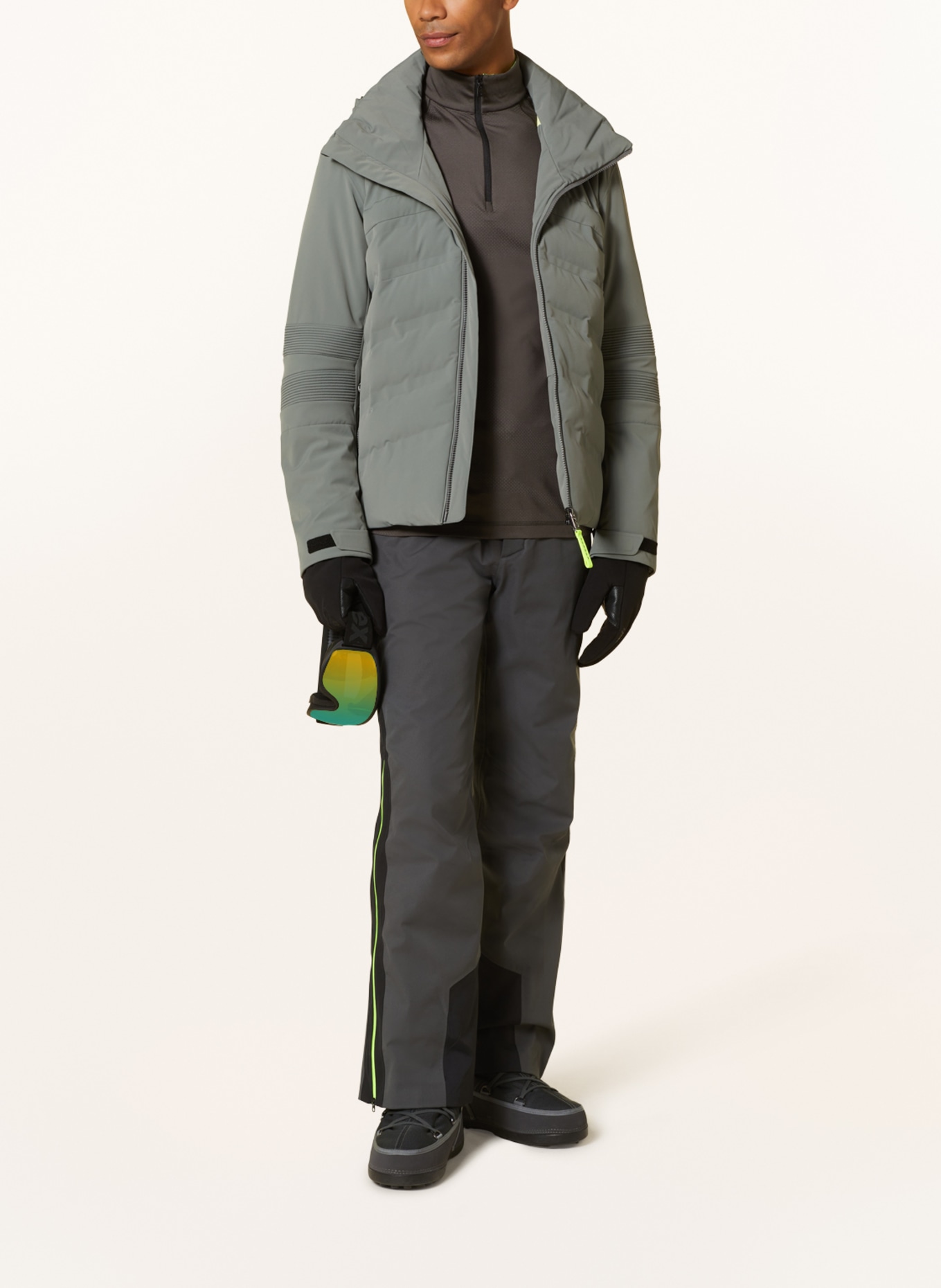 BOGNER Ski jacket HENRIK with detachable hood, Color: OLIVE/ NEON YELLOW (Image 2)