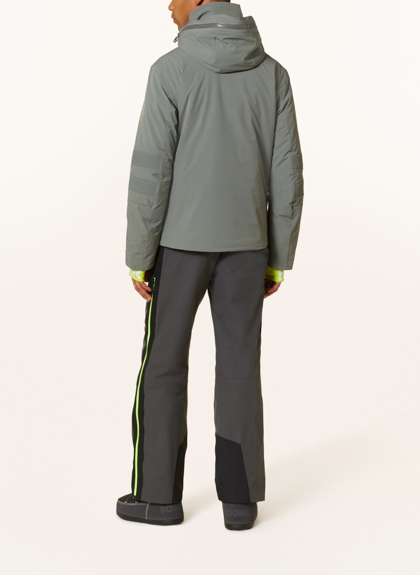 BOGNER Ski jacket HENRIK with detachable hood, Color: OLIVE/ NEON YELLOW (Image 3)