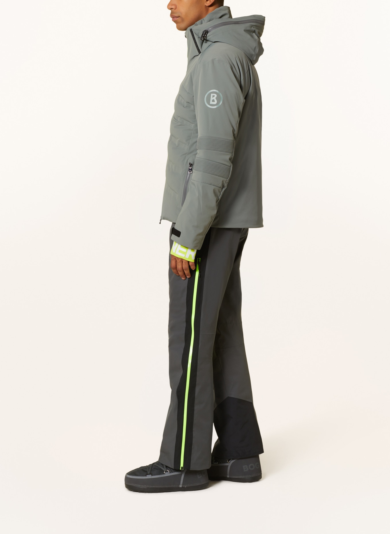 BOGNER Ski jacket HENRIK with detachable hood, Color: OLIVE/ NEON YELLOW (Image 4)