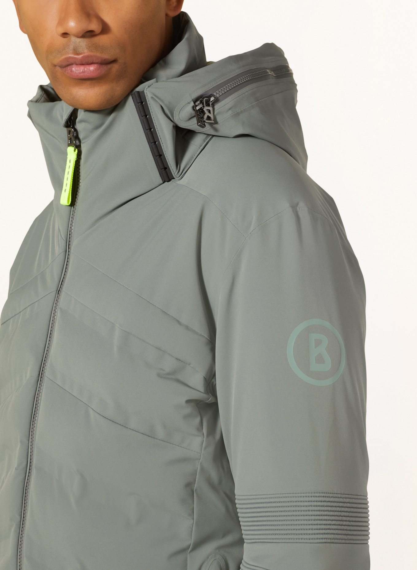 BOGNER Ski jacket HENRIK with detachable hood, Color: OLIVE/ NEON YELLOW (Image 5)