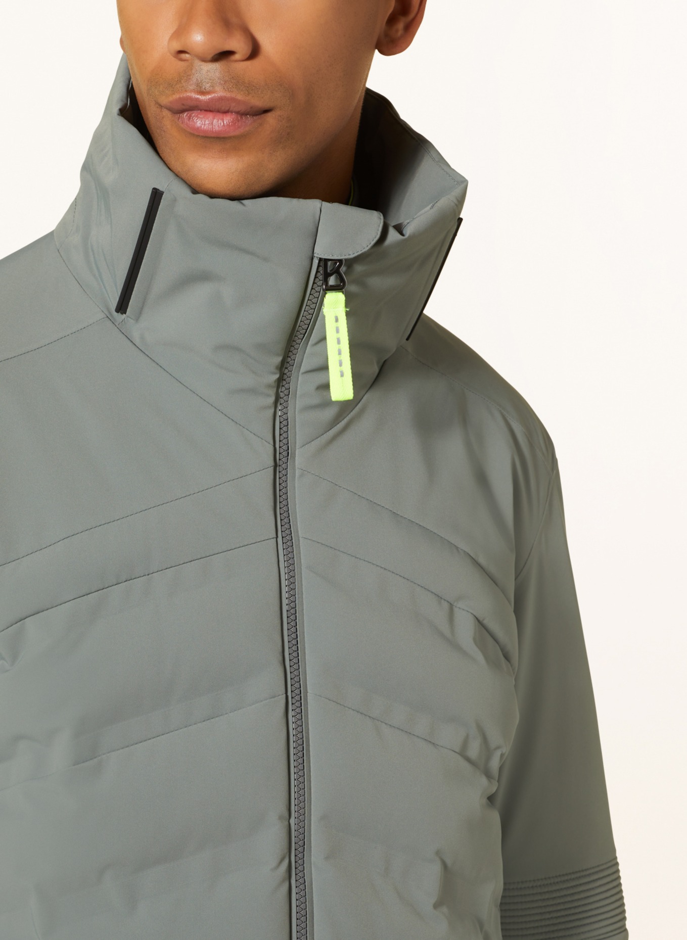 BOGNER Ski jacket HENRIK with detachable hood, Color: OLIVE/ NEON YELLOW (Image 6)