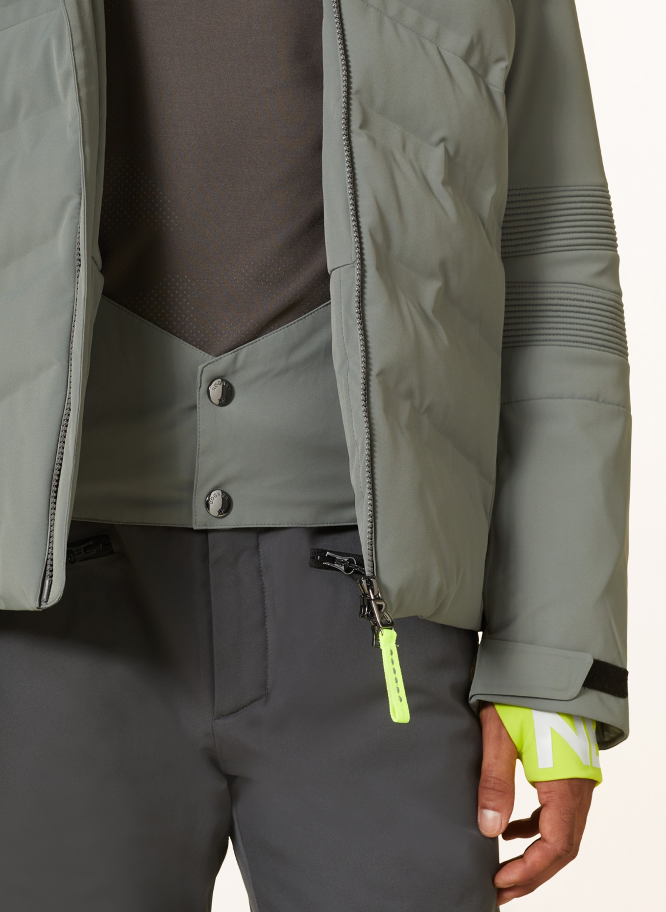 BOGNER Lyžařská bunda HENRIK s odnímatelnou kapucí, Barva: OLIVOVÁ/ NEONOVĚ ŽLUTÁ (Obrázek 7)