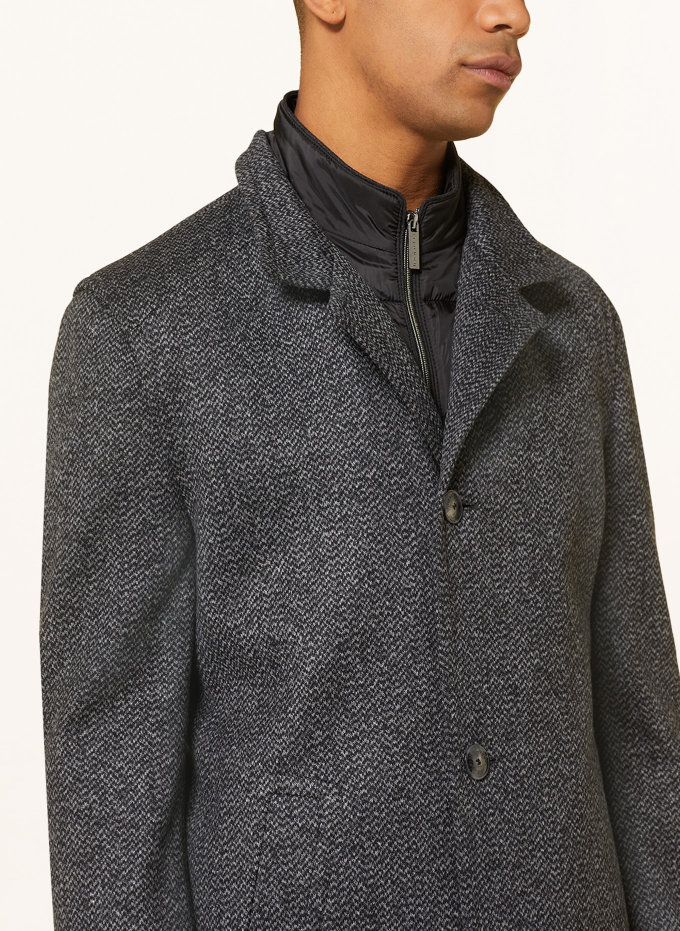 bugatti Knit coat with removable trim, Color: DARK GRAY/ LIGHT GRAY (Image 4)