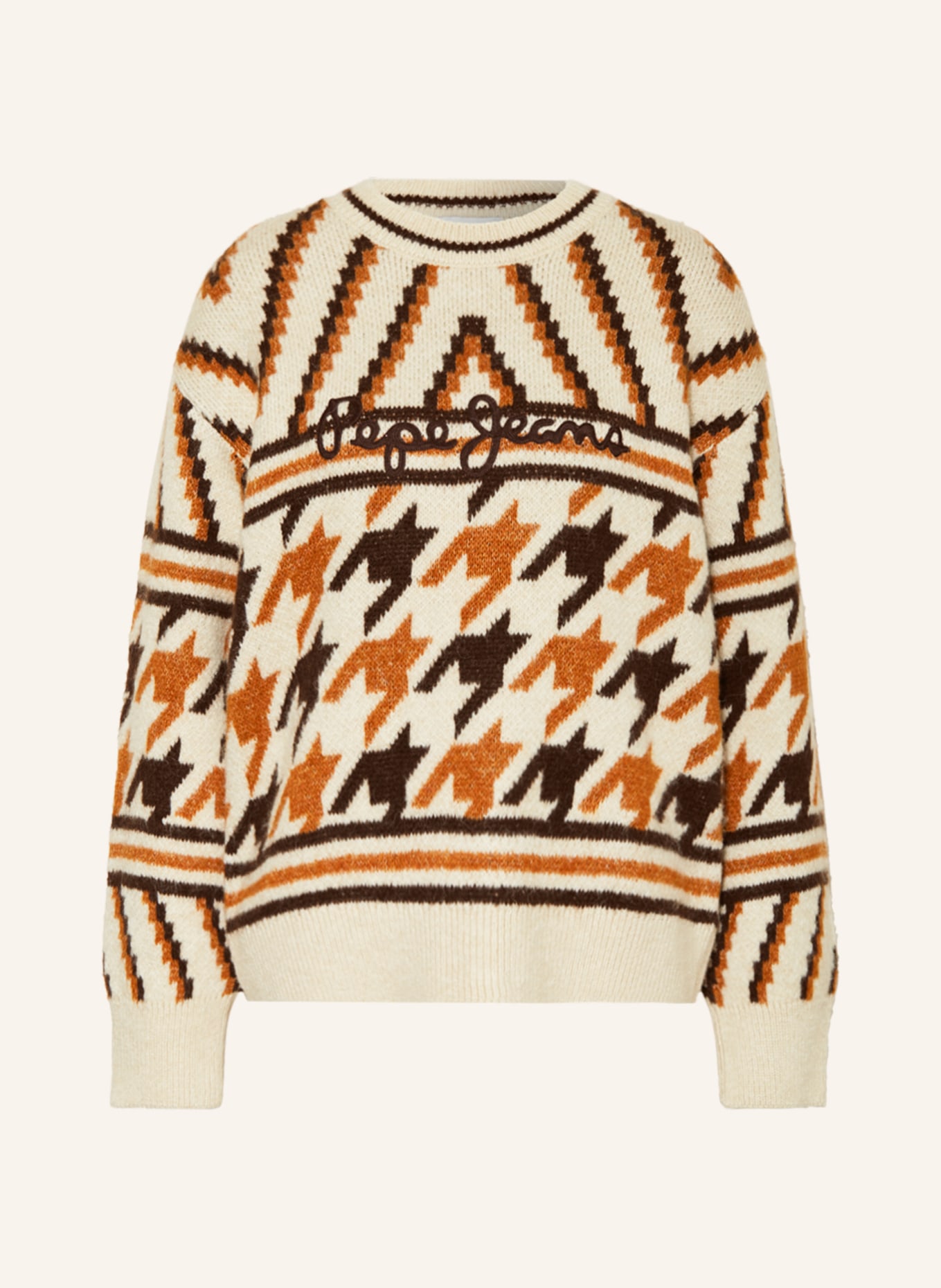 Pepe Jeans Sweater DEANNA in ecru/ cognac/ dark brown