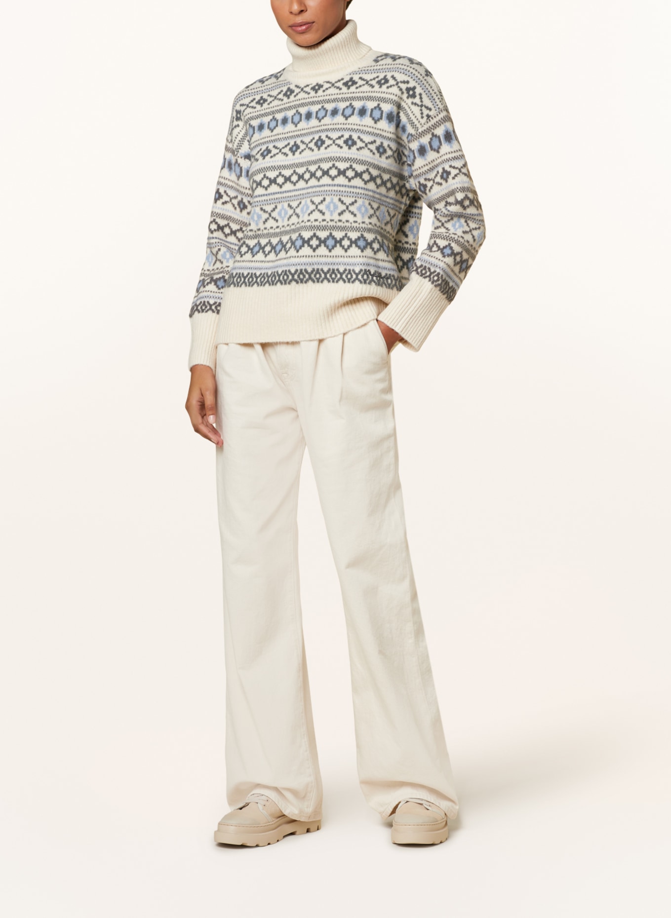 Pepe Jeans Turtleneck sweater ELSA, Color: ECRU/ LIGHT BLUE/ KHAKI (Image 2)