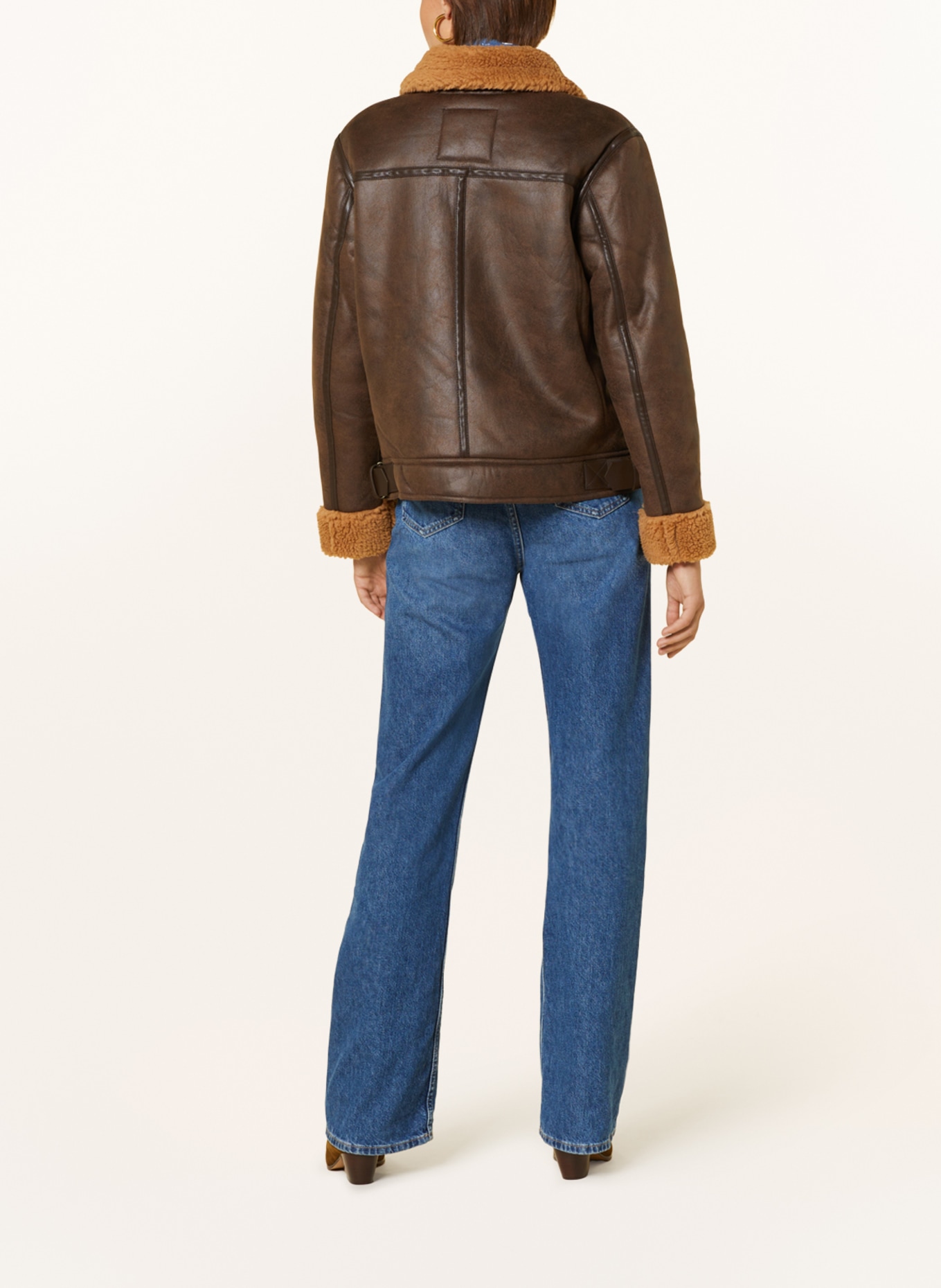 Pepe Jeans Jacket in leather look with teddy, Color: DARK BROWN (Image 3)