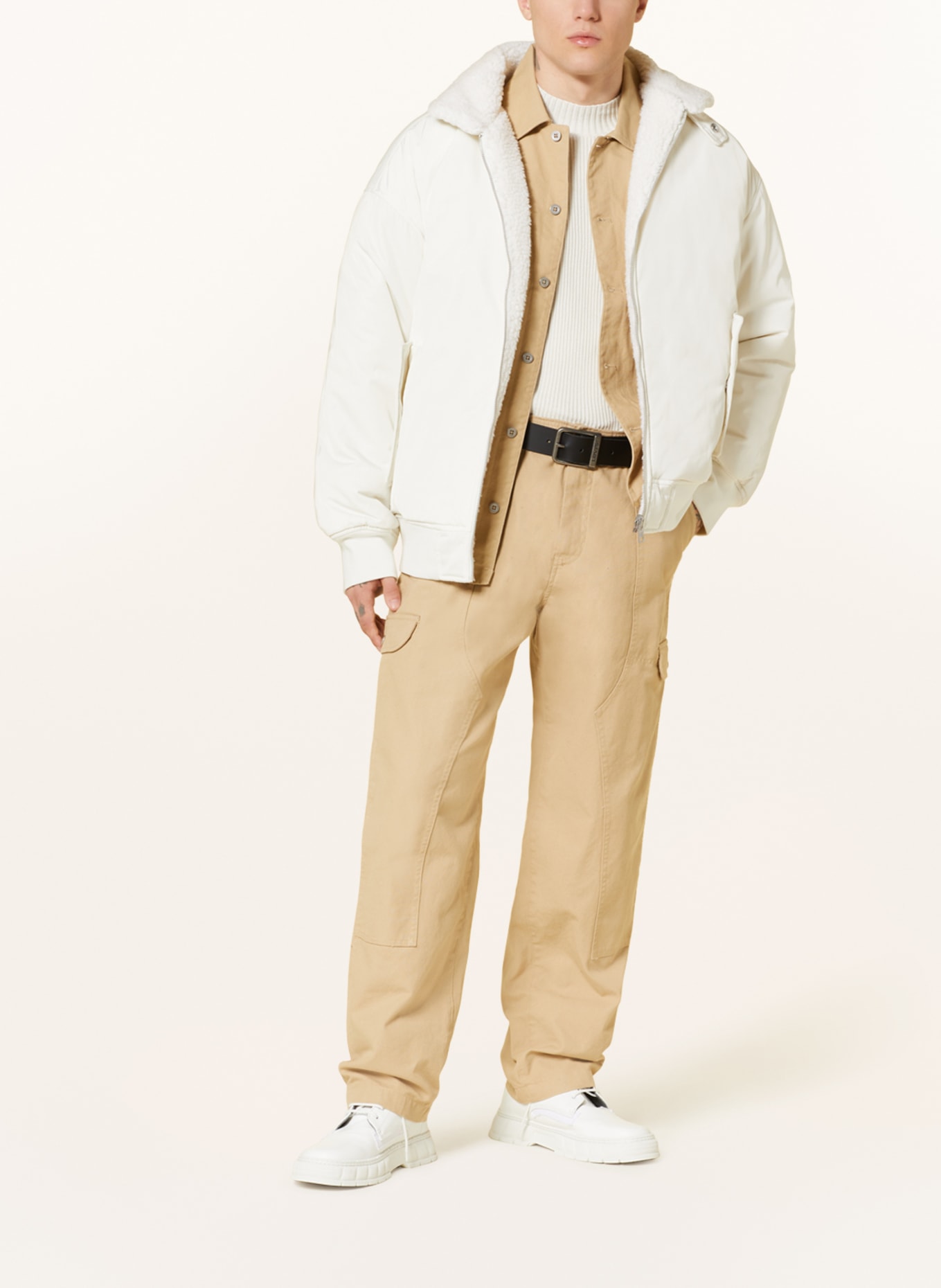 Calvin Klein Jeans Reversible bomber jacket in cream