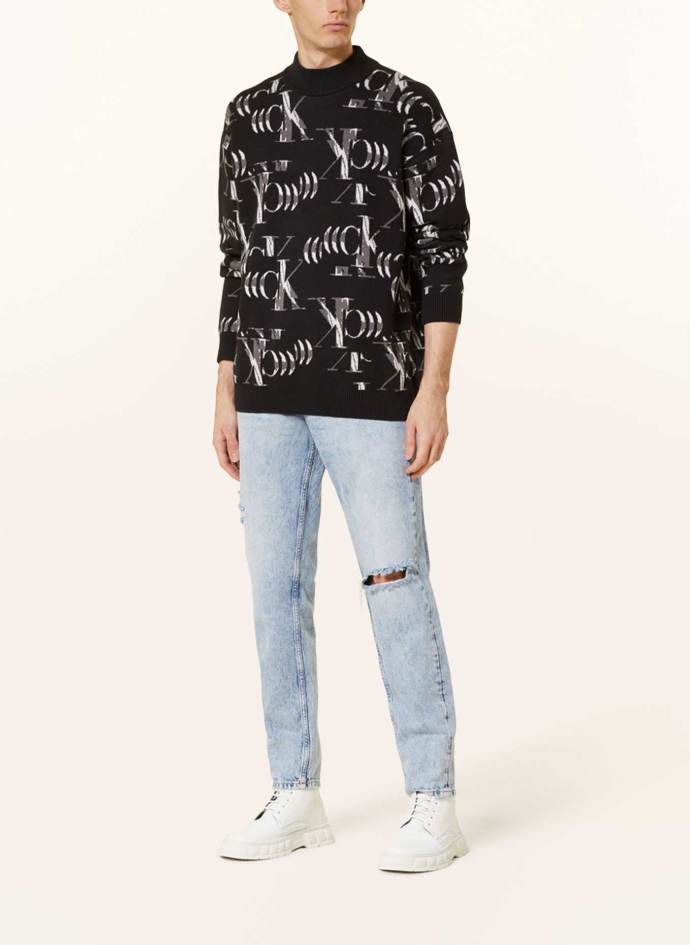 Calvin Klein Jeans Pullover, Farbe: SCHWARZ/ WEISS/ GRAU (Bild 2)