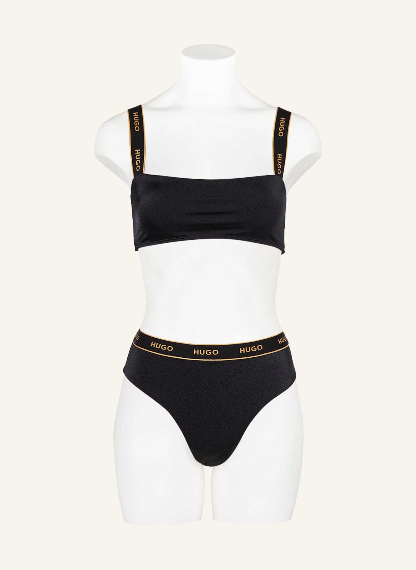 HUGO High-waist bikini bottoms SPARKLING, Color: BLACK (Image 2)