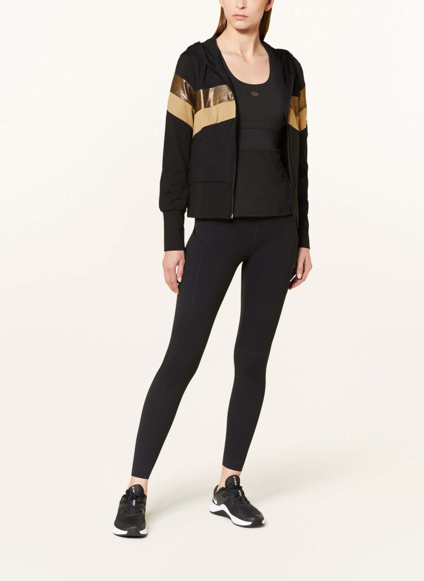 GOLDBERGH Sweat jacket SYMMETRY, Color: BLACK/ GOLD (Image 2)