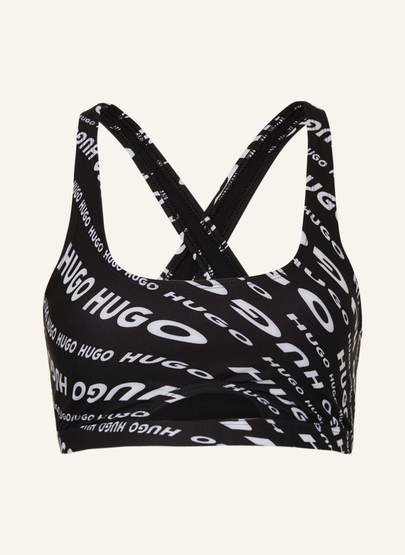 HUGO Bralette bikini top SWIRLY, Color: BLACK/ WHITE (Image 1)