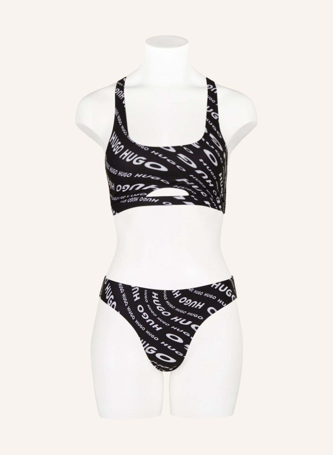 HUGO Bralette bikini top SWIRLY, Color: BLACK/ WHITE (Image 2)