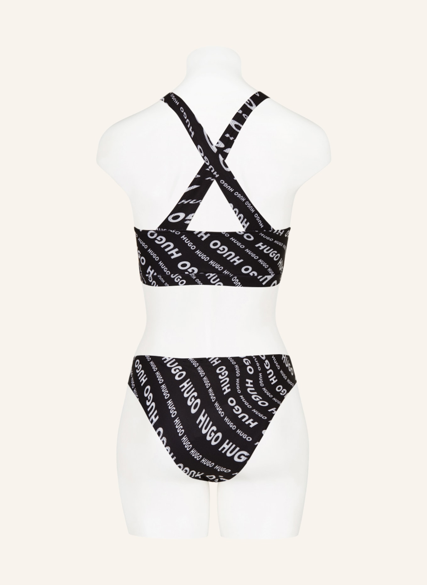 HUGO Bralette bikini top SWIRLY, Color: BLACK/ WHITE (Image 3)