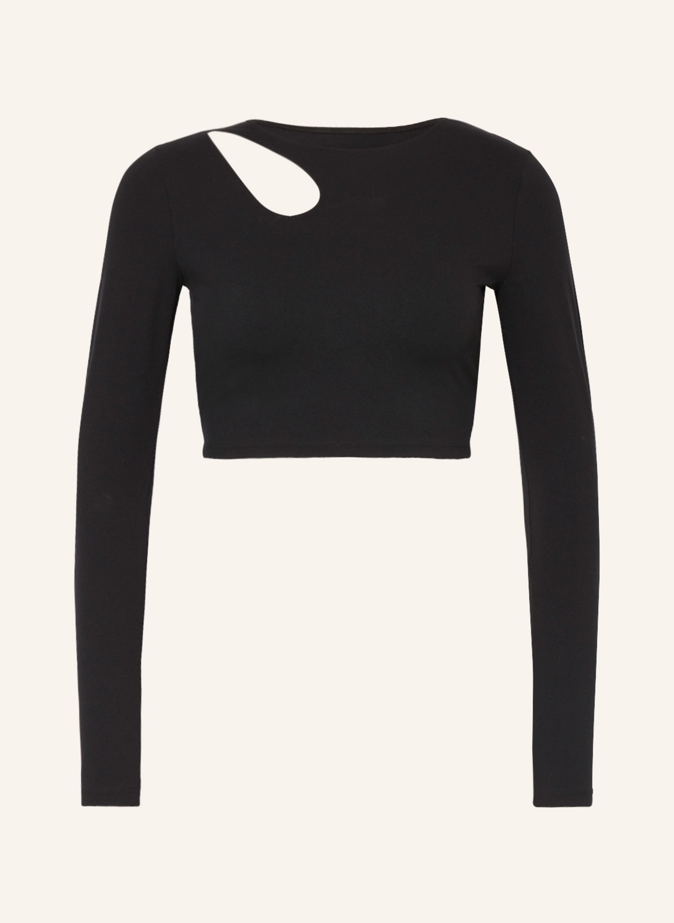 Wolford Cropped long sleeve shirt with cut-out, Color: BLACK (Image 1)
