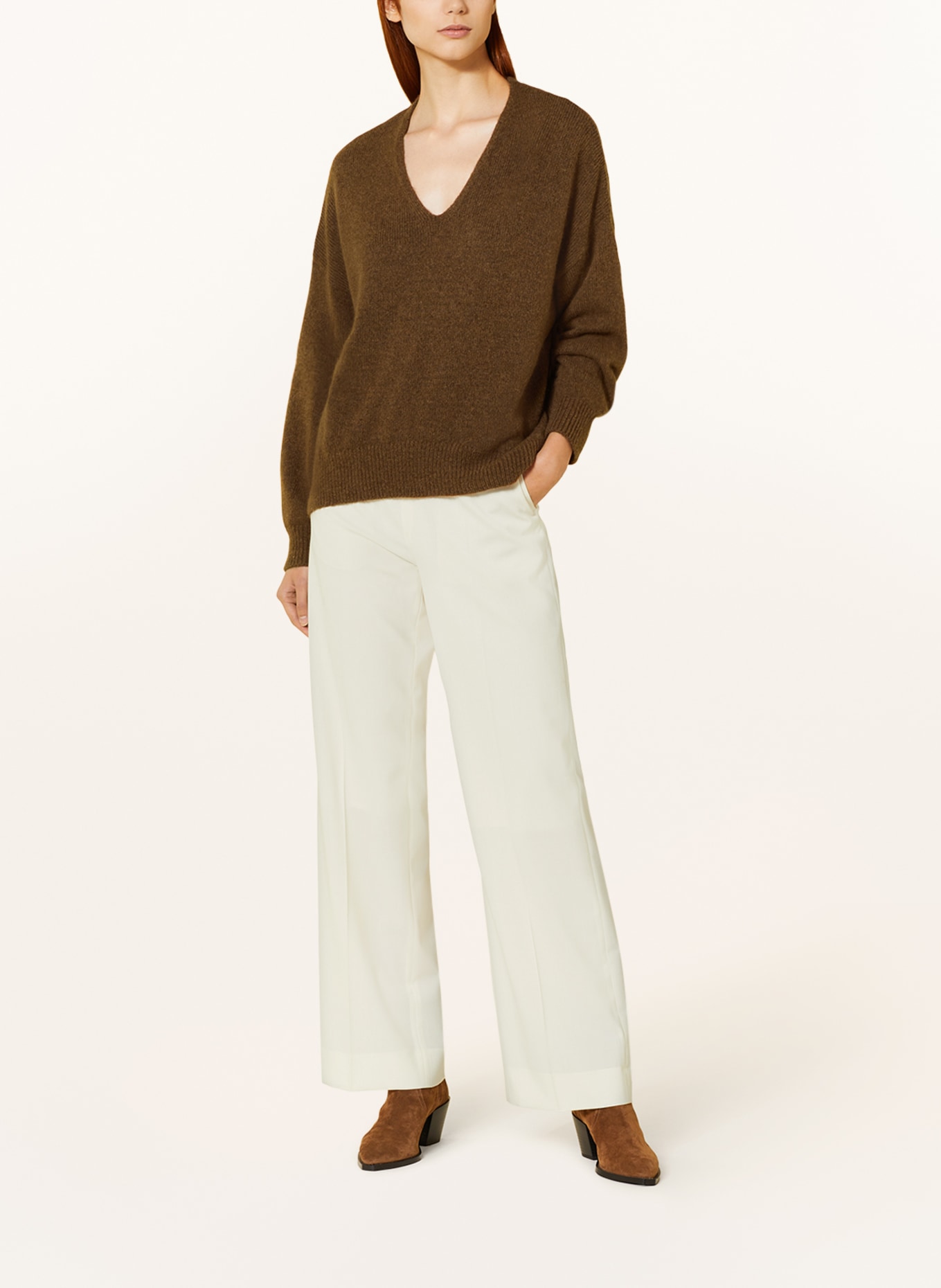 BOSS Sweter oversize FONDIALA z dodatkiem alpaki, Kolor: BRĄZOWY (Obrazek 2)