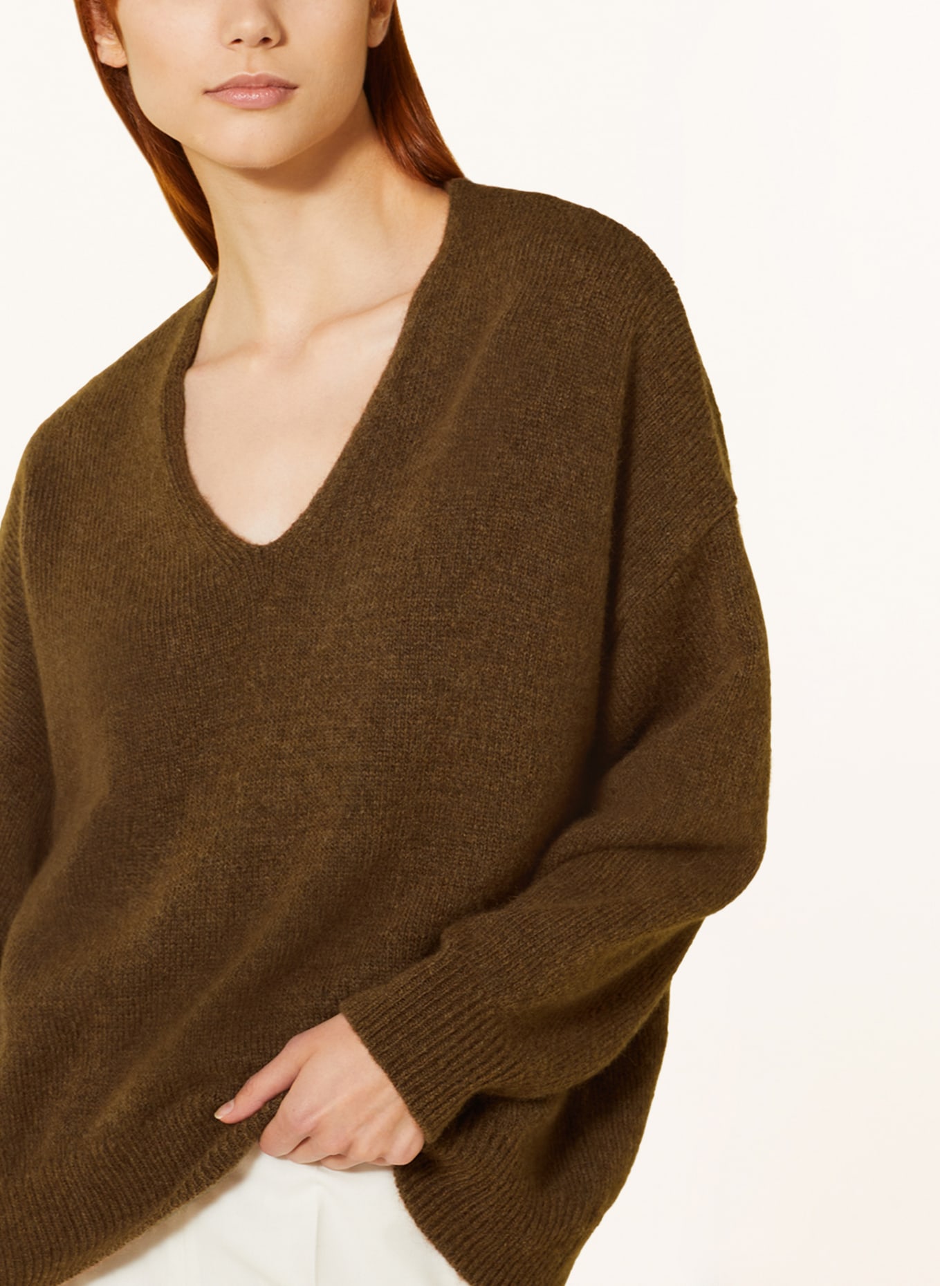 BOSS Sweter oversize FONDIALA z dodatkiem alpaki, Kolor: BRĄZOWY (Obrazek 4)