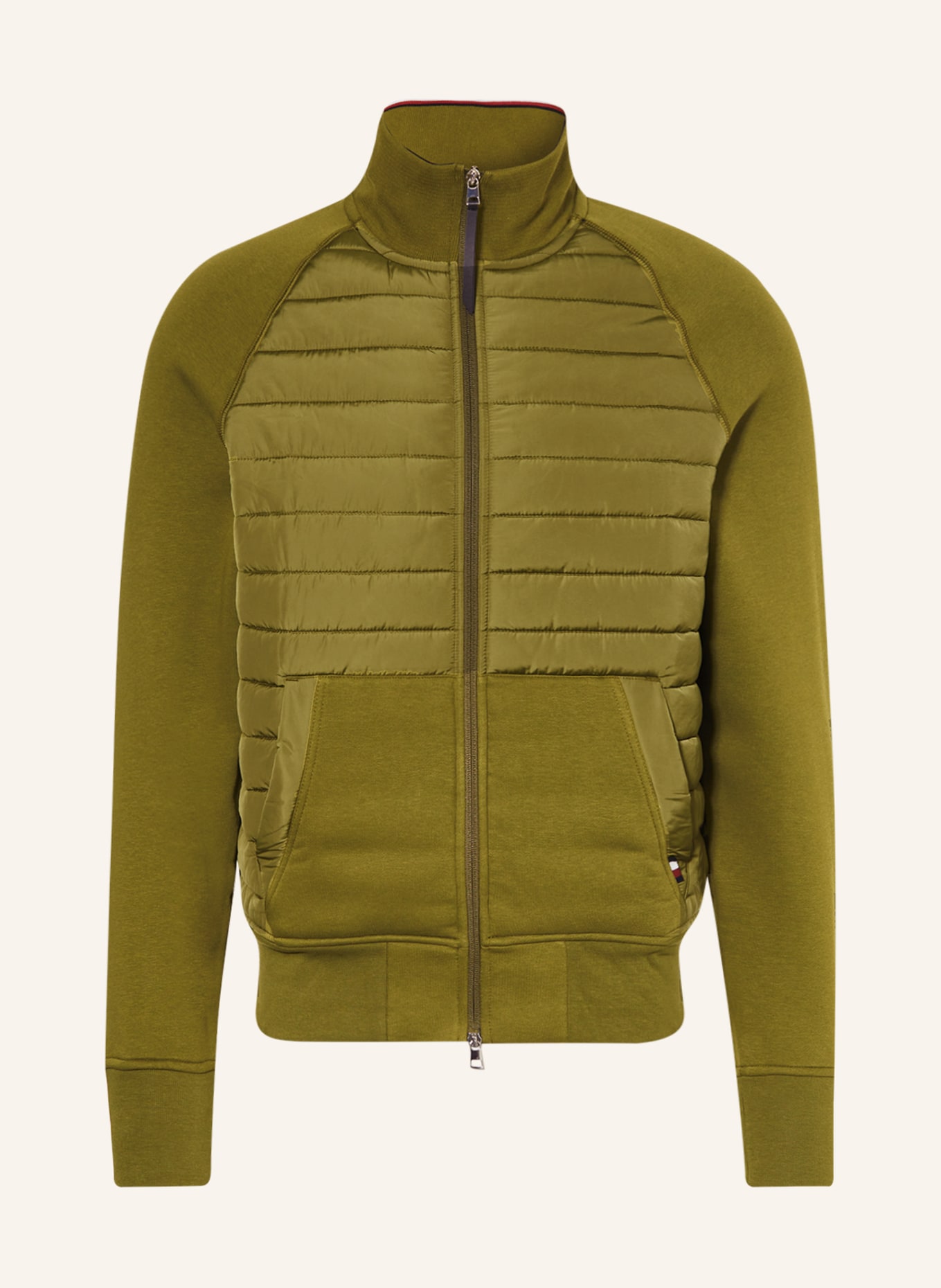 TOMMY HILFIGER Quilted jacket in mixed materials, Color: OLIVE (Image 1)