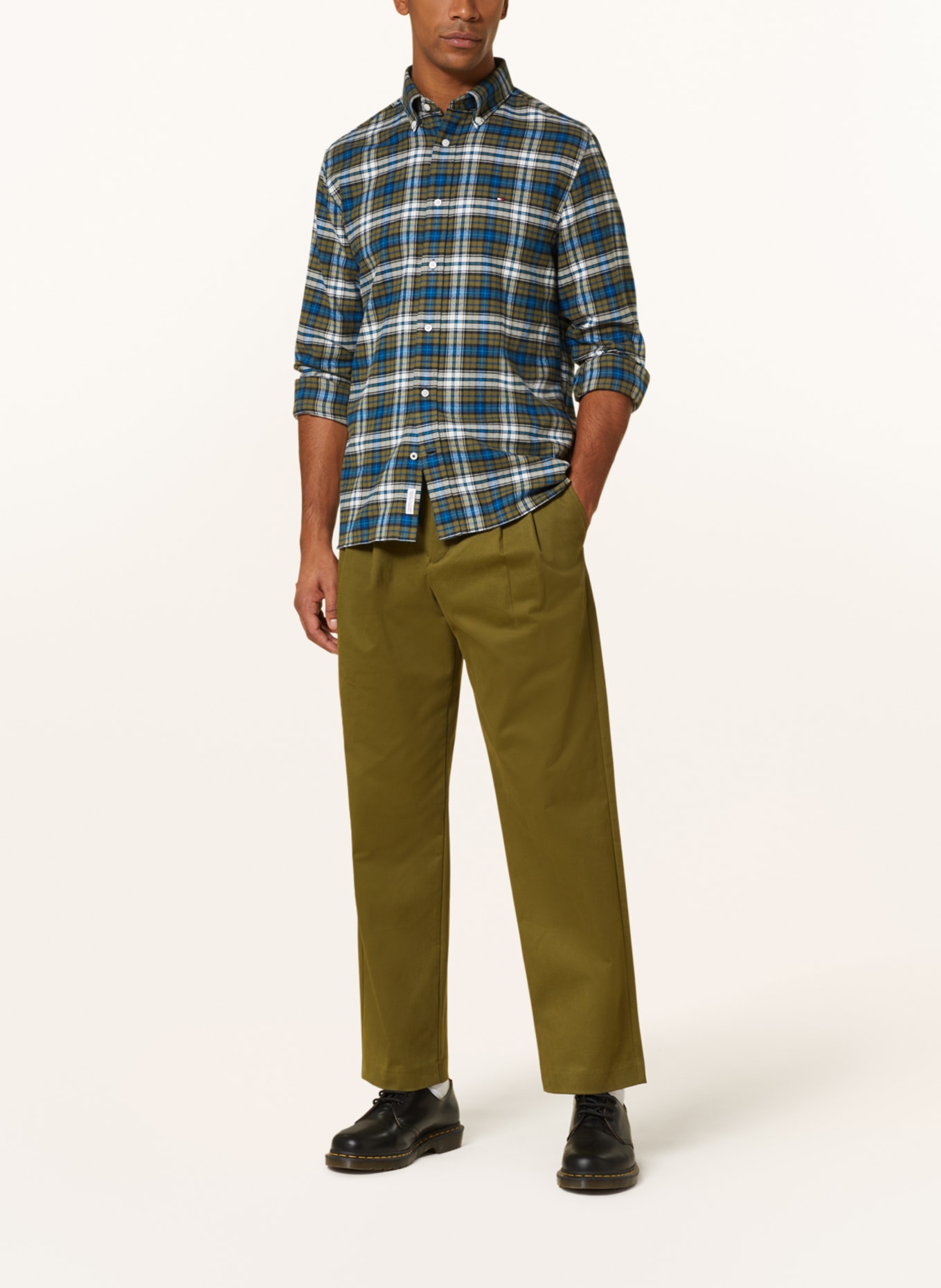 TOMMY HILFIGER Flannel shirt regular fit, Color: OLIVE/ BLUE/ WHITE (Image 2)