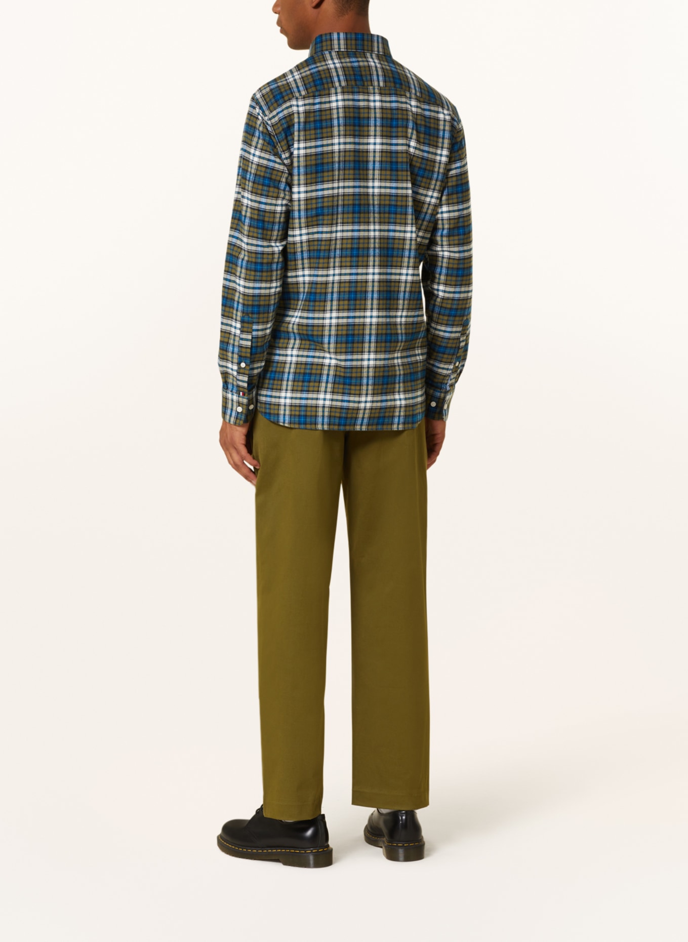 TOMMY HILFIGER Flannel shirt regular fit, Color: OLIVE/ BLUE/ WHITE (Image 3)