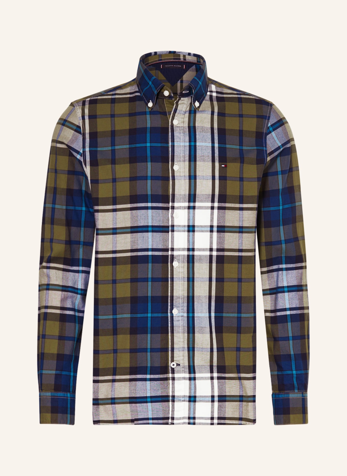 TOMMY HILFIGER Shirt slim fit, Color: OLIVE/ DARK BLUE/ BLUE (Image 1)