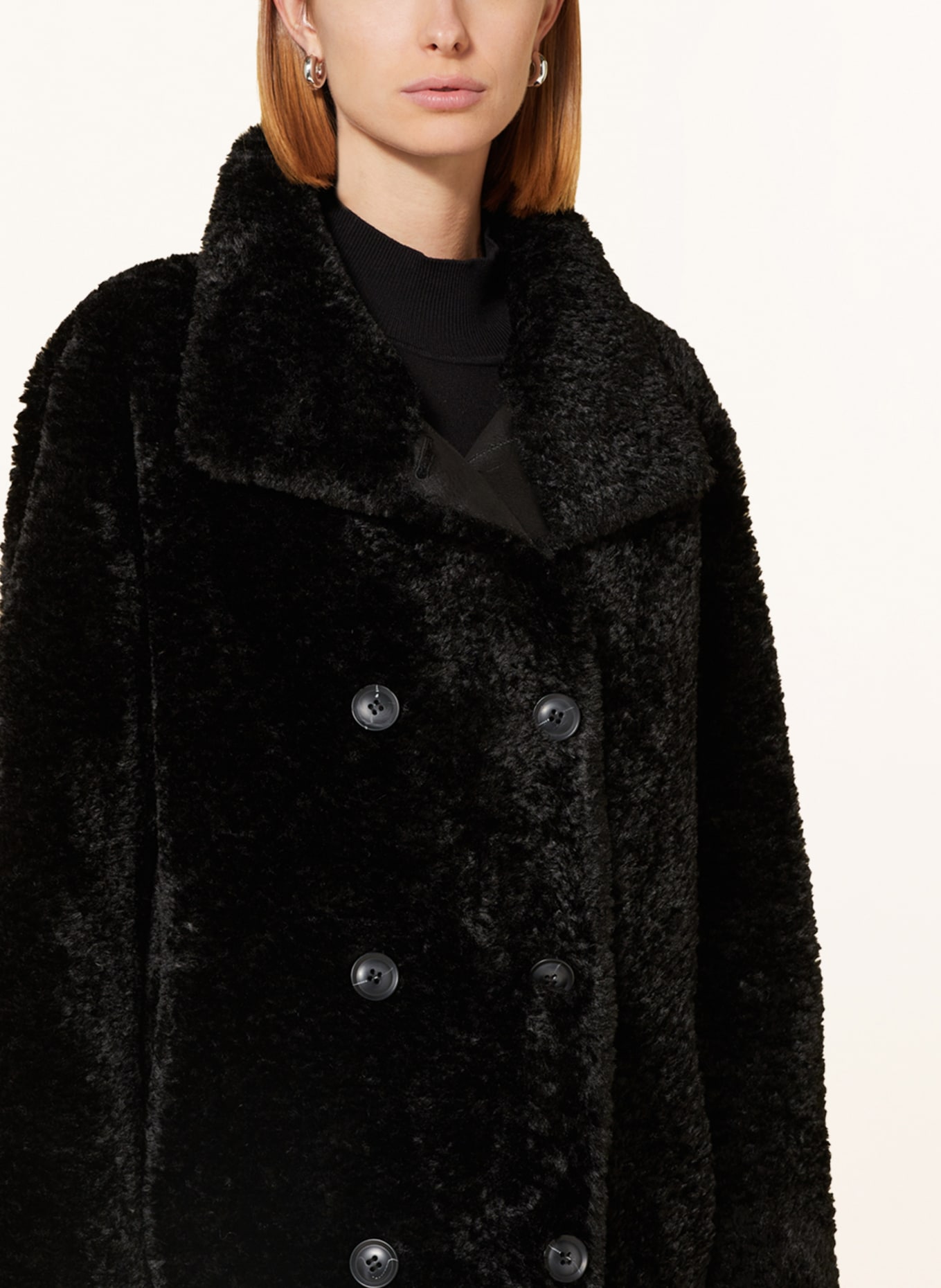 RINO & PELLE Faux fur coat MARLIS, Color: BLACK (Image 4)