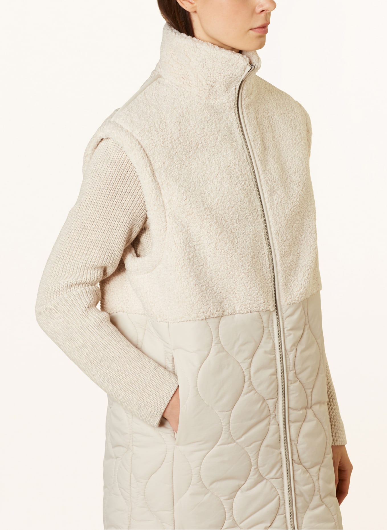 RINO & PELLE Quilted jacket in mixed materials, Color: LIGHT GRAY (Image 4)