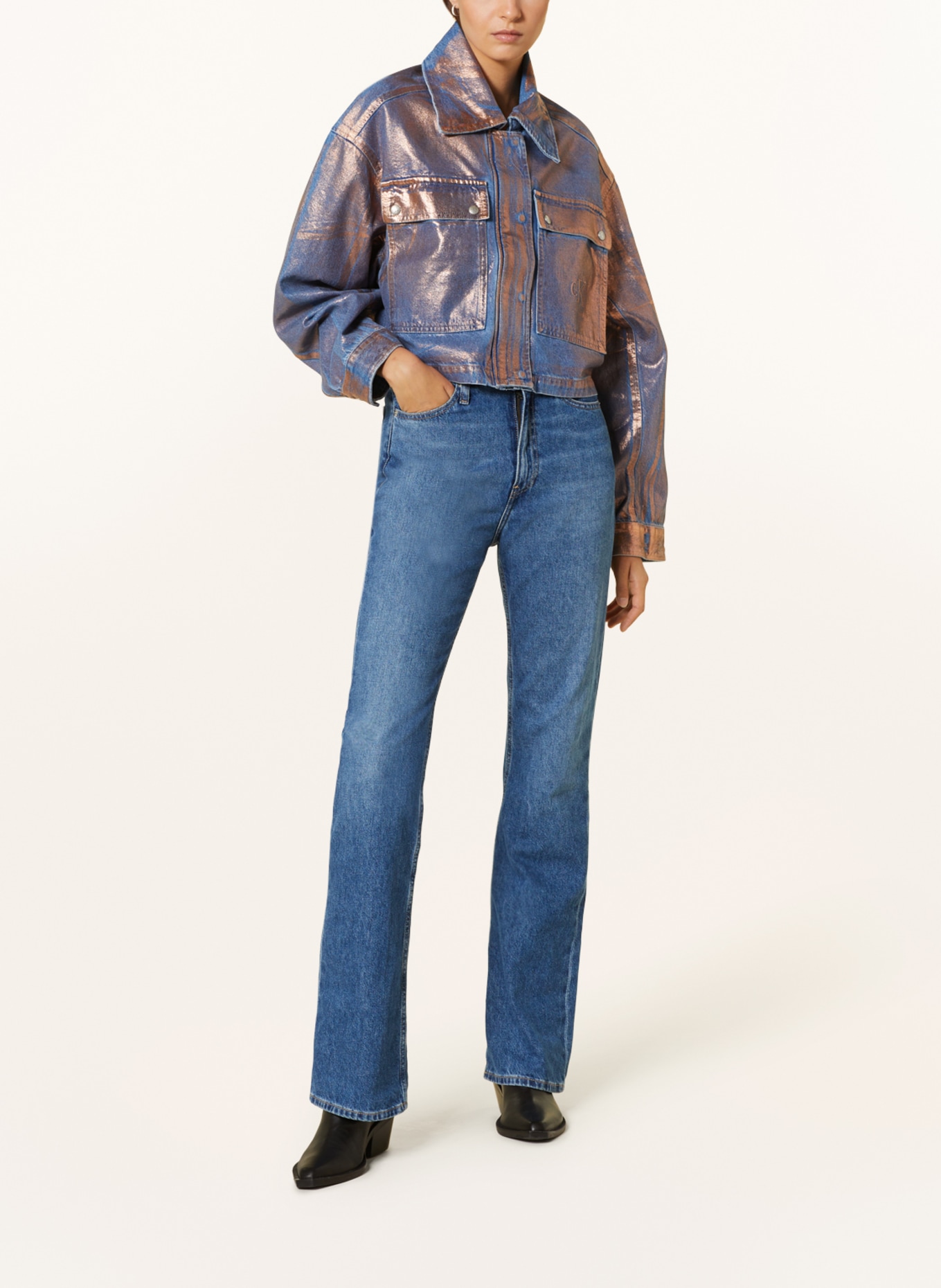 Calvin Klein Jeans Jeansjacke, Farbe: HELLBLAU/ HELLORANGE (Bild 2)