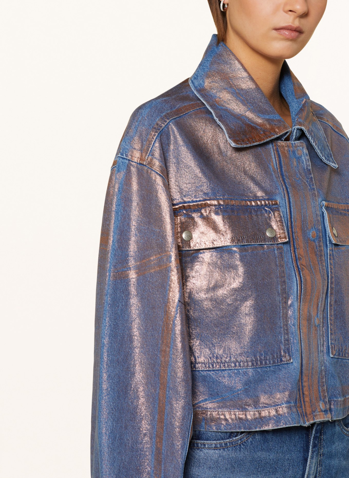 Calvin Klein Jeans Denim jacket, Color: LIGHT BLUE/ LIGHT ORANGE (Image 4)