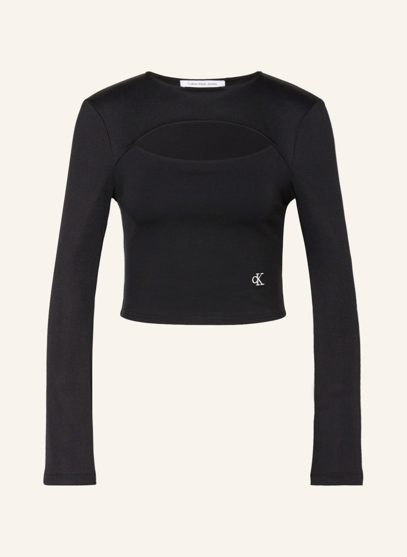 Calvin Klein Jeans Cropped long sleeve shirt with cut-out, Color: BLACK (Image 1)