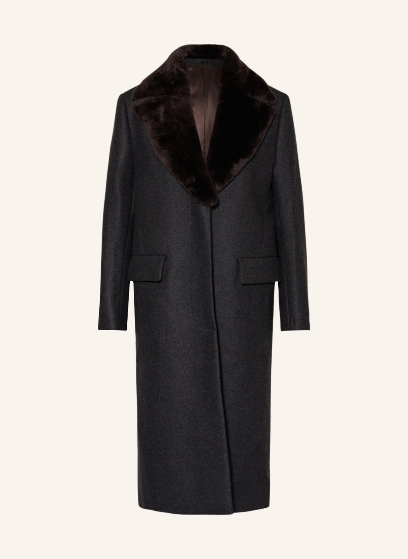 TOTEME Wool coat with faux fur, Color: DARK GRAY (Image 1)