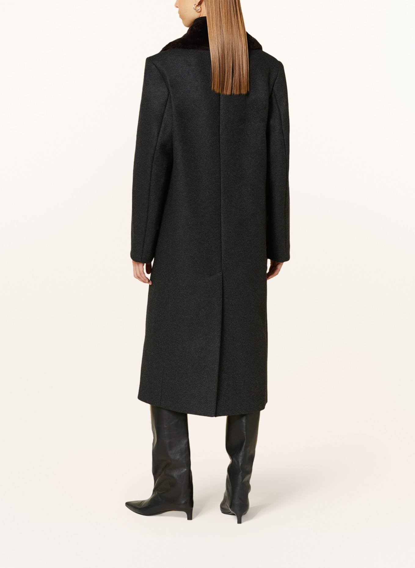 TOTEME Wool coat with faux fur, Color: DARK GRAY (Image 3)