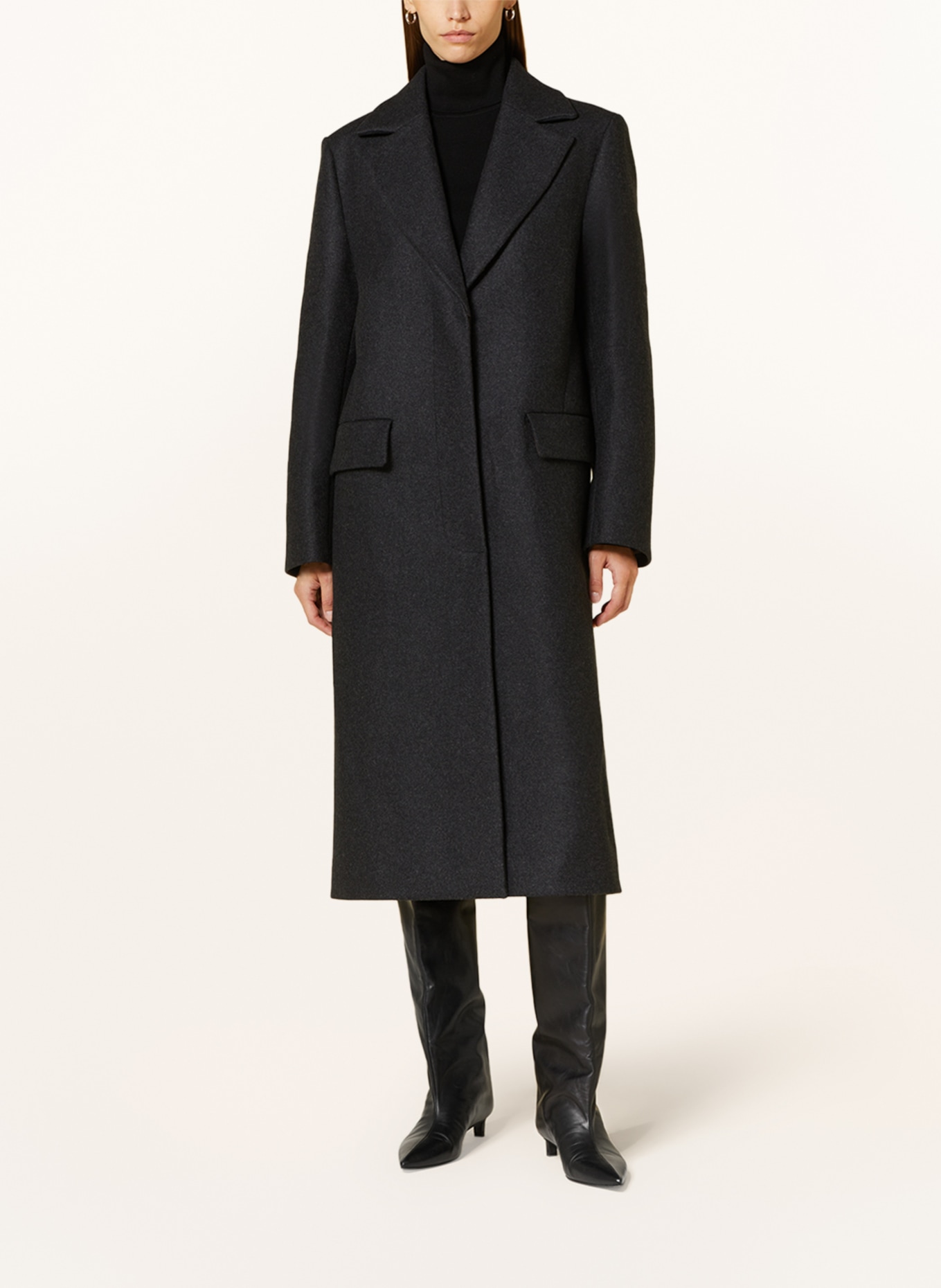 TOTEME Wool coat with faux fur, Color: DARK GRAY (Image 4)
