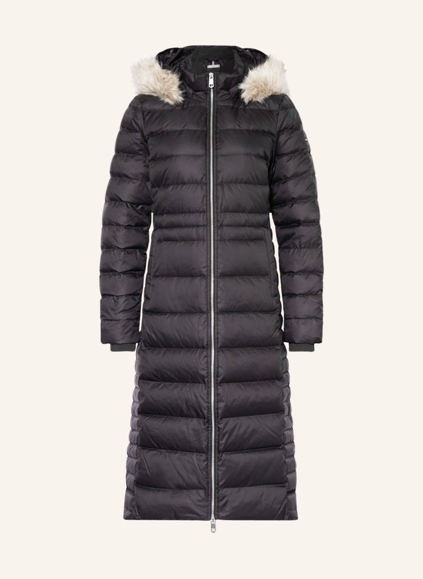 TOMMY HILFIGER Down coat TYRA with detachable hood and faux fur, Color: BLACK (Image 1)
