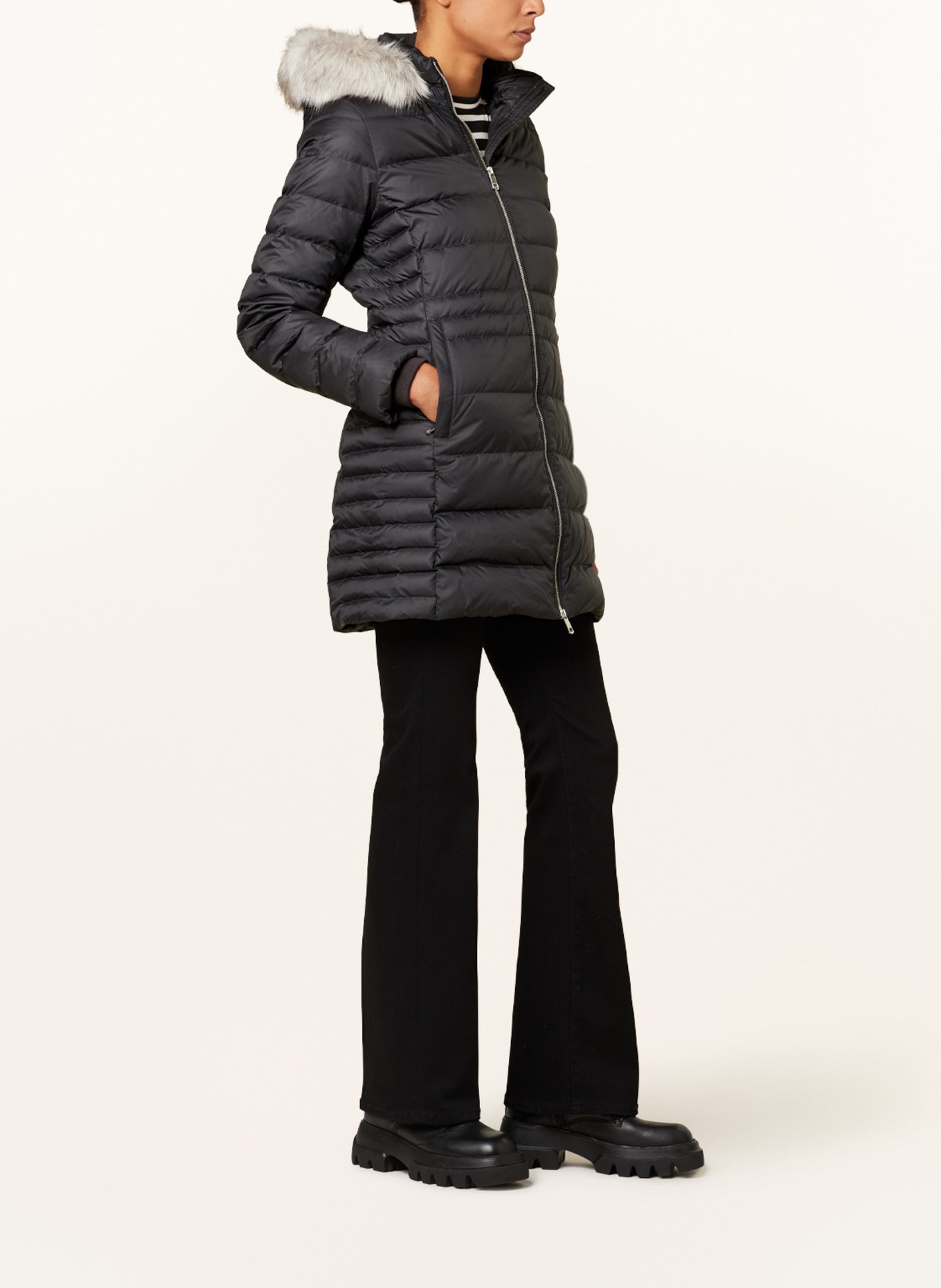 TOMMY HILFIGER Down coat TYRA with faux fur and detachable hood, Color: BLACK (Image 4)