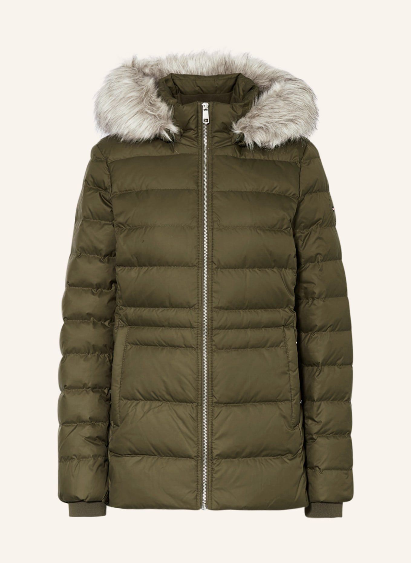 TOMMY HILFIGER Daunenjacke TYRA mit abnehmbarer Kapuze: DUNKELGRÜN