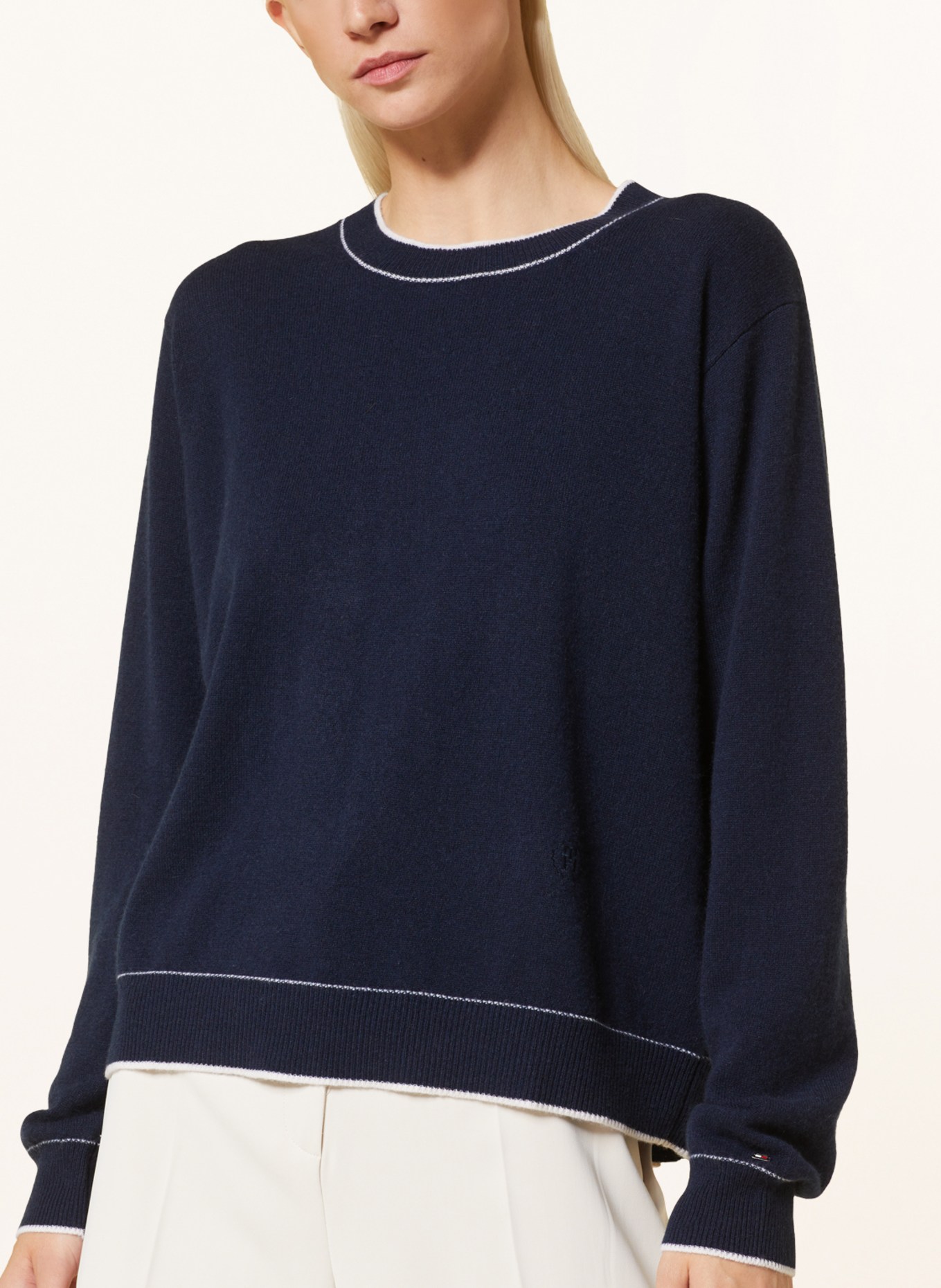 TOMMY HILFIGER Cashmere sweater, Color: DARK BLUE/ WHITE (Image 4)