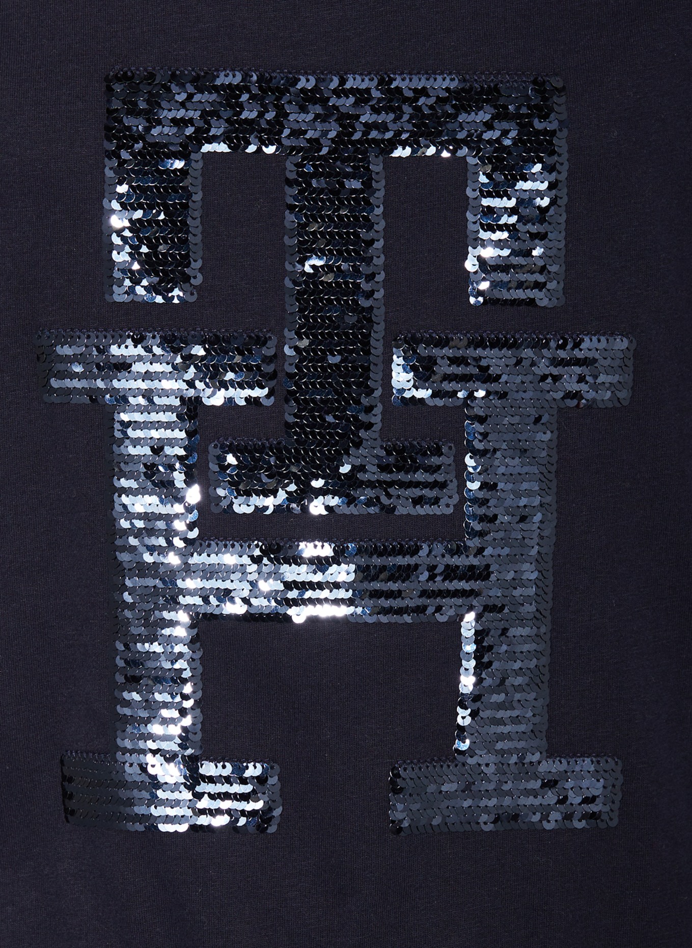 TOMMY HILFIGER T-shirt z cekinami, Kolor: GRANATOWY (Obrazek 3)