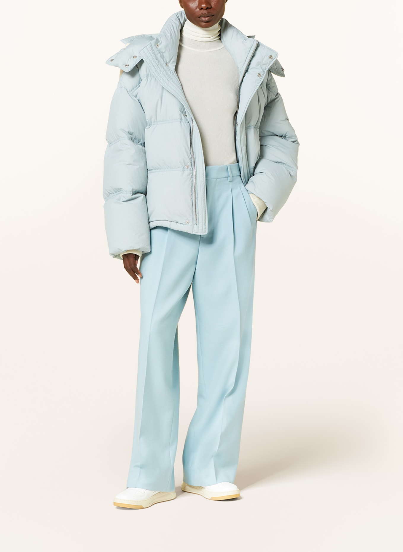 AMI PARIS Oversized down jacket with removable hood, Color: LIGHT BLUE (Image 2)