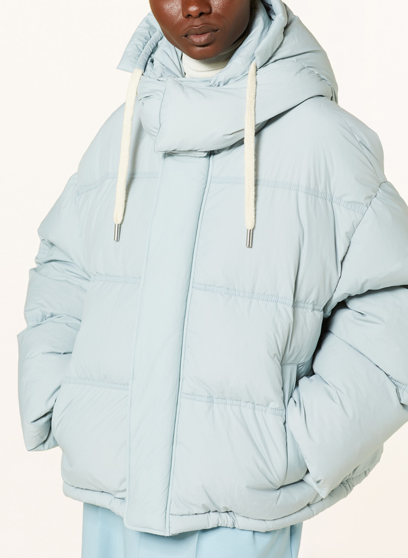 AMI PARIS Oversized down jacket with removable hood, Color: LIGHT BLUE (Image 5)